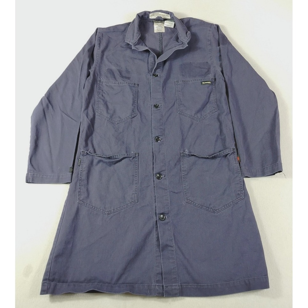 Workrite FR Coat Mens Medium Blue Cotton Twill Chore Jacket Overcoat Workwear